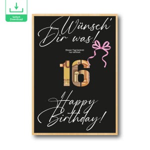 Idee Geldgeschenk 16 Geburtstag | personalisiertes Geschenk | Ideen Geburtstagsgeschenke Geld 16 Jahre | Wunscherfüller 16 Jahrestag PDF