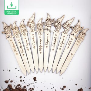 Arquivo laser svg decoração plantas varanda jardim terraço | Decoração de jardim enfeites de jardim estaca de jardim personalizada | Gnomo de decoração de jardim