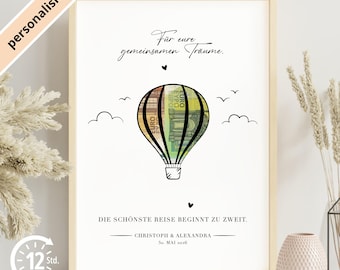 Printable template for a cash gift for the bride and groom, last-minute wedding gift idea, personalized wedding photo, printable PDF