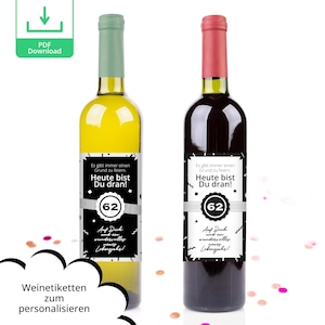 Druckvorlage Geschenk Geburtstag Etikett Weinflasche personalisiert | Weinetikett digitales Produkt pdf Geburtstagsgeschenk Wein Banderole