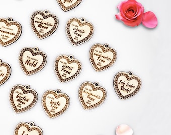 Laser Datei svg herzförmige Geschenkanhänger für Geburtstage Hochzeiten Jahrestag Valentinstag | Dekoration Geschenk Herzform | Lasercut DIY