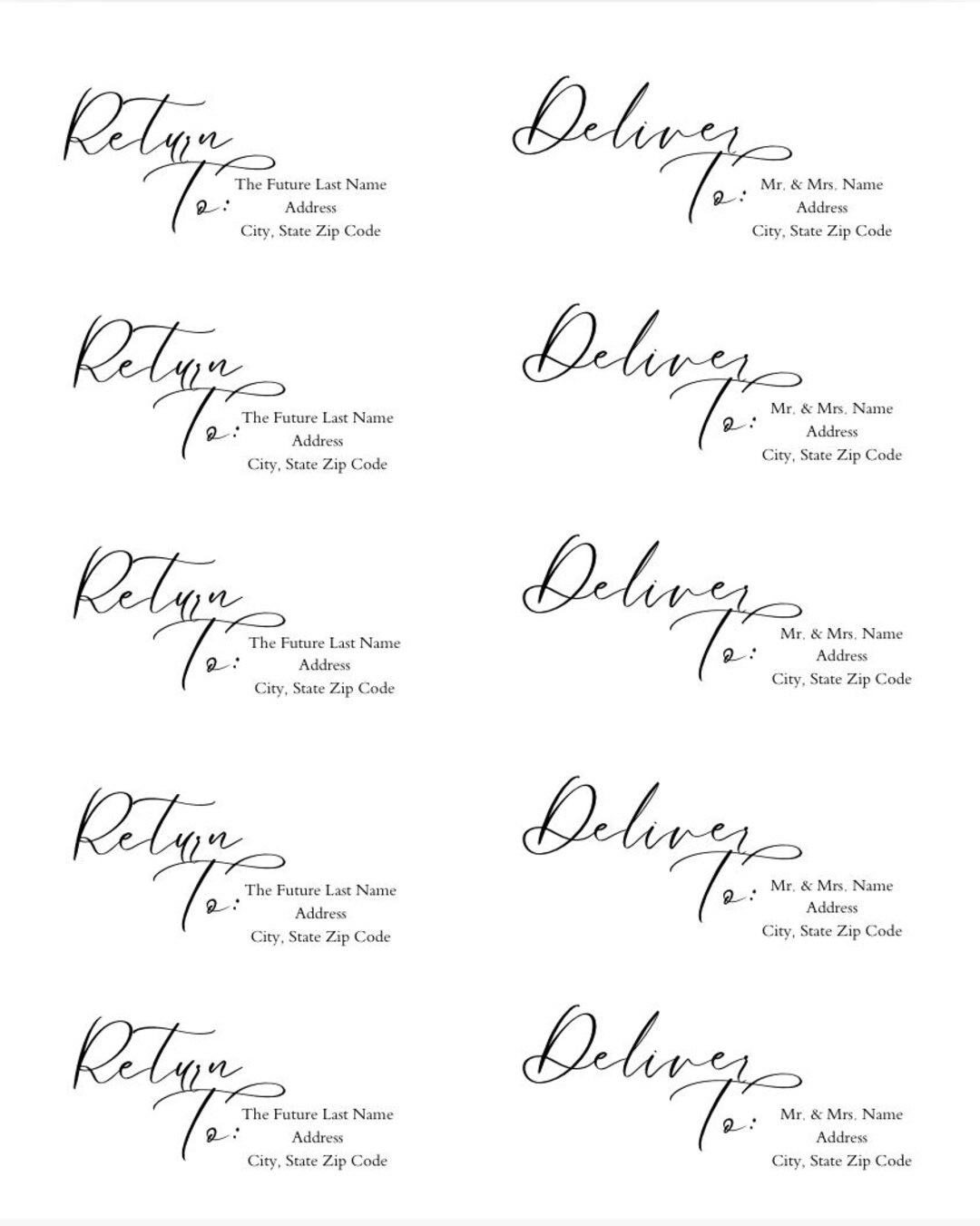 Printable Wrap-around Address Label Template | 2x8 Envelope Sticker for Wedding Invitations ...