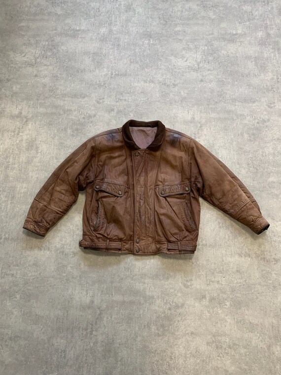90's leather bomber flight jacket Y2K 7