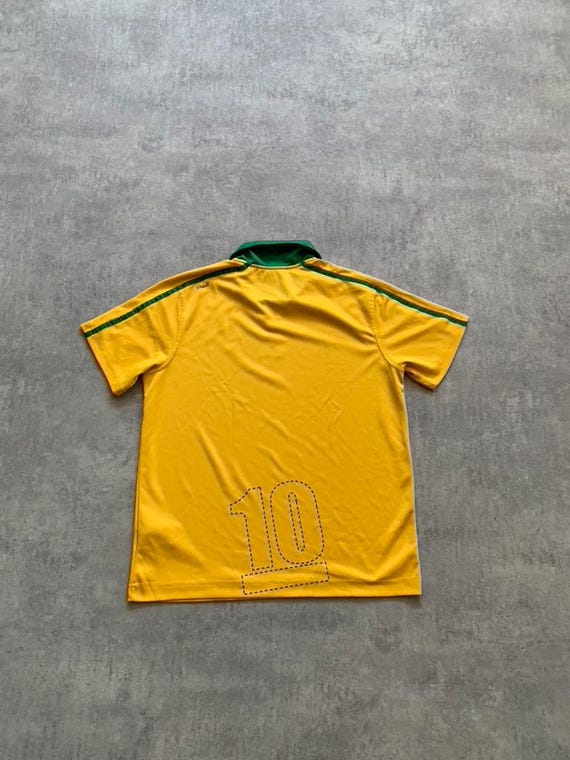 merged22 Puma Brazil Bra Orange Polyester Jersey Mens Size M Yellow Football Soccer T Shirt