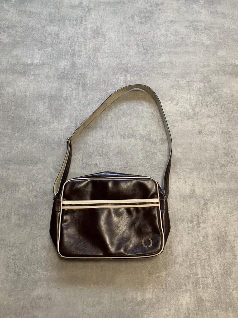 Fred Perry Leather Shoulder Bag Brown Vintage Etsy