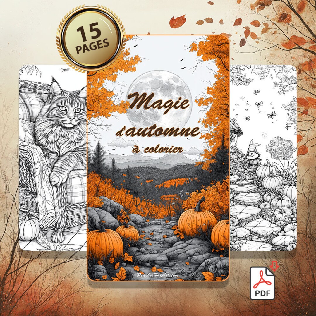 Printable Autumn Themed Coloring Book - Etsy