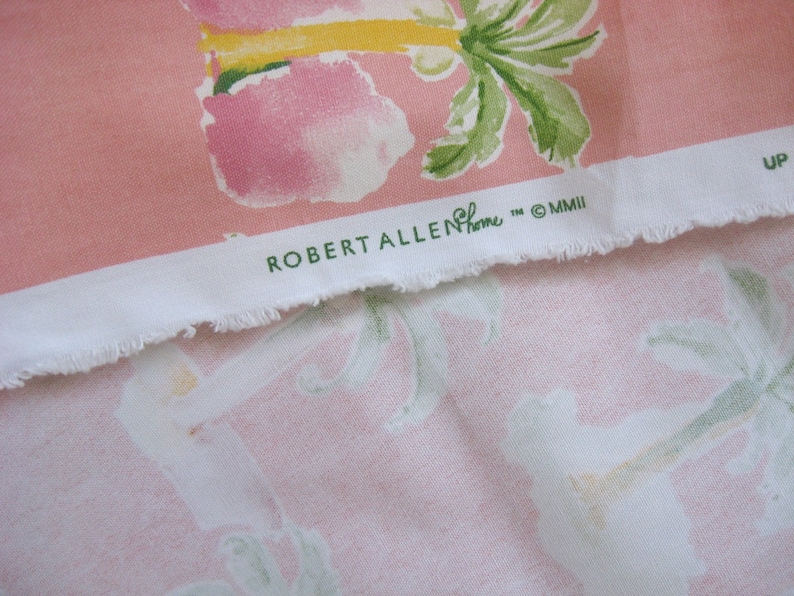 Destach Decor Fabric Robert Allen Home 2002 2 Yards 56 Wide Palms on Pink Yardage Supplies
