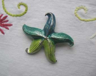 Starfish Pin / Blue and Green Brooch / Summer Jewelry