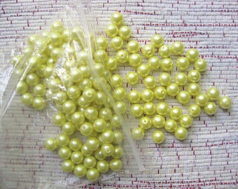 Jewelry Destash, Yellow Faux Pearls / 140+ Loose Beads / Craft Jewelry Lot / Supply