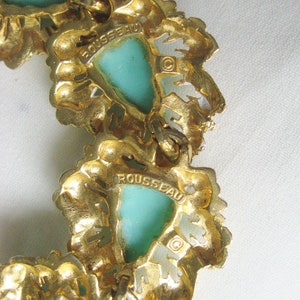Rousseau Gold and Turquoise Link Bracelet / Vintage Signed Jewelry image 5