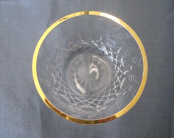 Rogaska Crystal Round Bowl Gallia Gold Trim / Signed Lead Crystal Made in Slovenia / Discontinued Pattern