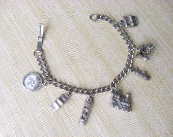 Six Flags Charm Bracelet / Silver Tone Bracelet / Missouri Souvenir