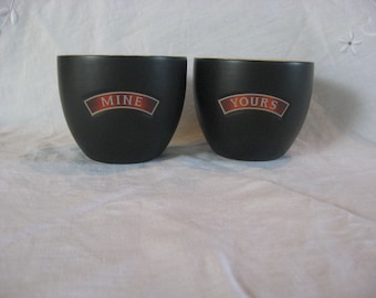 Vintage Bailey's Irish Cream Cups / Black and Tan Ceramic Bowls / Set of 2