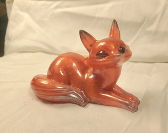 Resin Art Laying Fox Figurine
