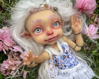 OOAK Liora Moonbloom – Ethereal Elf BJD Art Doll | Handmade Fantasy Collector Piece