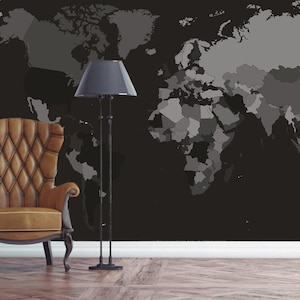 Weltkarte Tapete Moderne Minimalistische Dark Globe Wandbild für Büro Dekor Reise Thema Zimmer oder Studie Hintergrund