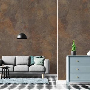 Rustic Stone Texture Wallpaper Brown Grey Peel and Stick Industrial Wall Mural for Living Room Kitchen Office Vintage Concrete Look