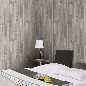 Whitewashed Wood Wallpaper: Rustic Peel and Stick Wall Mural
