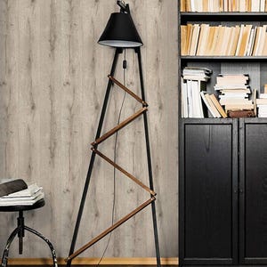 Light Oak Wood Wallpaper, Peel and Stick Wood Look Wall Mural, Rustic Modern Faux Wood Wallpaper for Office, Living Room or Bookshelf Decor