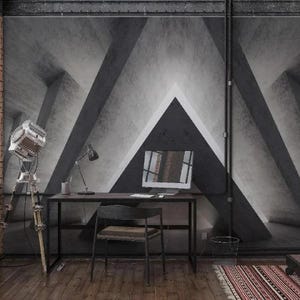 Papier peint triangle géométrique 3D moderne pour bureau, décoration murale abstraite noir et blanc, art mural industriel en béton, papier peint contemporain