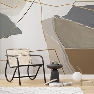 Neutral Abstract Geometric Wallpaper Mural: Modern Minimalist Decor