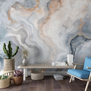 Abstract Marble Wallpaper: Gold Veins, Modern Accent Wall (Peel and Stick)