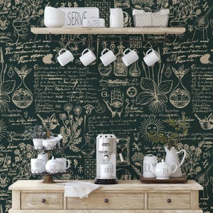 Dark Academia Wallpaper: Vintage Alchemy, Botanical Witchcraft Peel and Stick