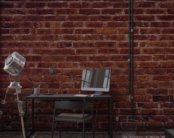 Rustic Red Brick Wallpaper Mural: Removable Urban Loft Decor