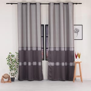 Two Tone Curtain Panel: Shiny Stripe, Custom Size Drapery