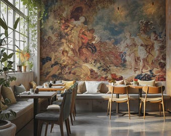 Rococo Mythological Wallpaper Mural: French Romantic Baroque Wall Decor