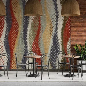 Fabric Look African Motifs Wallpaper - Oriental Pattern Colorful Wall Mural - Gypsy Style Wallpaper