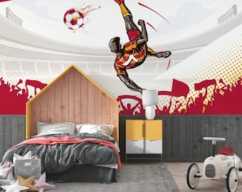 3D-tapet med fotboll: Sporttapet, självhäftande