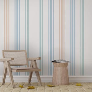 Carta da parati moderna a righe, murale staccabile e attaccabile, decorazione murale con linee verticali, carta da parati minimalista pastello, carta da parati rimovibile per camera da letto