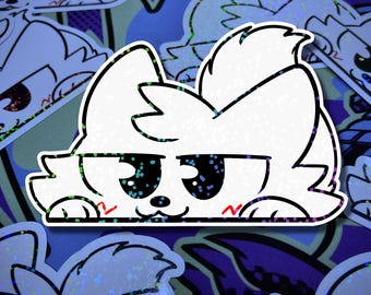 Sticker Boykisser Cat Peeker | vinyl meme harige gluurder gekke dierensticker voor furries