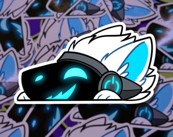 Protogen Peeker Vinyl Sticker • Cute Cyberpunk Sci-Fi Fursona Furry Decal for Furries Water Bottles Laptops