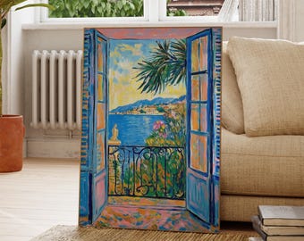 Open Window Henri Matisse Print, Henri Matisse Style Fauvism Painting, Modern Exhibition Print, Patio Doors Italy Mediterranean, Lake Como