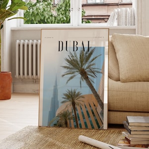 Dubai United Arab Emirates Modern Travel Wall Art Design, Color Art Print, Wanderlust Decor, Home Office Decor, Travel Lover Gift