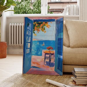 Open Window Henri Matisse Print, Henri Matisse Style Fauvism Painting, Modern Exhibition Print, Patio Doors Greece Mediterranean Sea