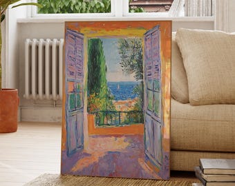 Open Window Henri Matisse Print, Henri Matisse Style Fauvism Painting, Modern Exhibition Print, Patio Doors Italy Mediterranean, Lake Como 5