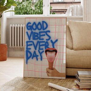 Arte con citas de buenas vibras para todos los días, decoración de pared motivacional, póster inspirador, decoración de pared moderna, arte de pared de oficina, citas positivas