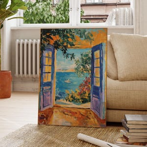 Open Window Henri Matisse Print, Henri Matisse Style Fauvism Painting, Modern Exhibition Print, Patio Doors Greece Mediterranean Sea 2