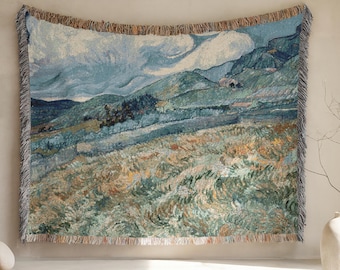 French Tapestry Woven Wall Hanging Woven blanket Tapestry country decor Luxury boho tapestry Van Gogh landscape Cotton European Tapestry