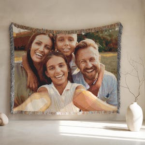 Woven Blanket Personalized Photo Throw Custom Blanket with Picture Made in the USA Wedding Anniversary Blanket Personalized Couples Gift