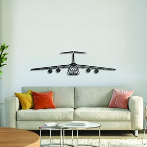 C5 Galaxy Metal Aircraft Wall Art, Silhouette di aeroplano, Arte murale in metallo, Decorazioni per l'aviazione, Regali per aeroplani, Regali per piloti, Regalo di inaugurazione della casa