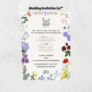Flower Wedding Invitation Template,  Printable Wedding Invitation, Flower Wedding Invitation, Floral Wedding Invitation, Wedding Invitation
