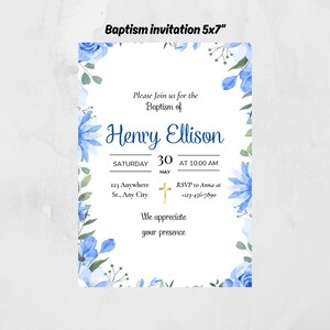 Wildflower Baptism Invitation Template, Wildflowers Baptism Invitation,  Floral Baptism Invitation, Baptism Invitation Template, Baptism