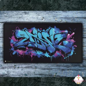 Dark Graffiti Desk Mat | Large Gaming Mouse Mat | Non-Slip Rubber Backing | Supports Optical & Laser Mice | 2 Sizes Available | Gift For Him
