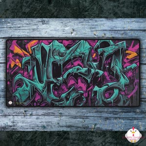 Retro Graffiti Style Desk Mat | Large Gaming Mouse Mat | Non-Slip Rubber Backing | Supports Optical & Laser Mice | 2 Sizes Available