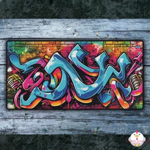 Retro Graffiti Art Desk Mat | Large Gaming Mouse Mat | Non-Slip Rubber Backing | Supports Optical & Laser Mice | 2 Sizes Available