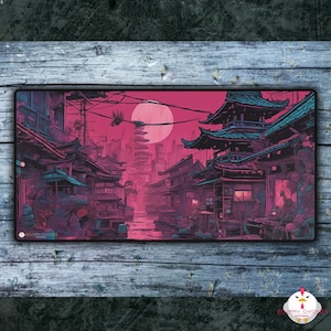 Japanese Neo Art Desk Mat | Cyberpunk | Large Gaming Mouse Mat | Non-Slip Rubber Backing | Supports Optical Laser Mice | 2 Sizes Available